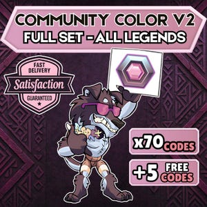 Brawlhalla CCV2 Full Color Pack - All Legends (x70 Colors + 5 Bonus Codes)  - Instant Delivery [75 Codes Total] - Community Colors V2
