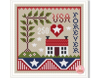 USA Forever 250 Years Independence Day Cross Stitch Pattern: Patriotic Sampler (PDF Pattern)