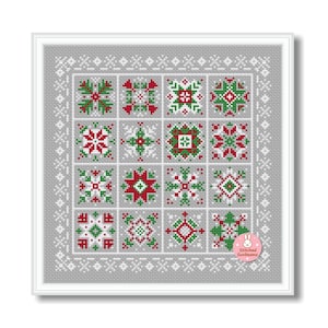 Merry Christmas Cross stitch pattern Christmas Ornament #1 Cross stitch Winter Snowflakes  Patchwork pillow pattern