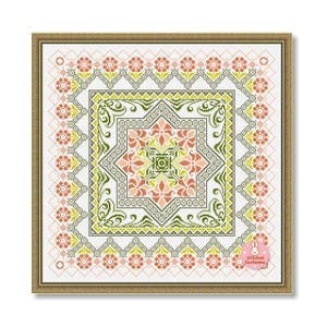Floral Ornament #2 Cross Stitch Pattern: Needlework Sampler Primitive for Pillow (PDF Pattern)