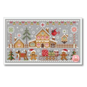 Gingerbread Village Cross Stitch Pattern: Merry Christmas Houses Sampler (PDF Pattern)