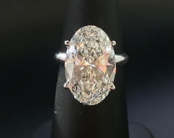 5CT Oval Lab Grown Diamond Engagement Ring | 14K Gold Solitaire