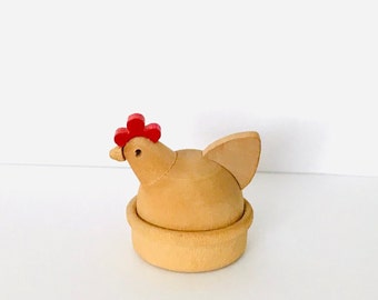 Rare Bodo Hennig Chicken In A Basket Dollhouse Miniature Germany Kitchen Accessories Handmade Crafted Wood