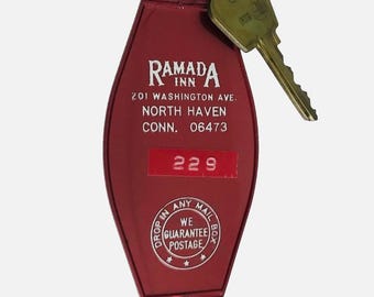 Vintage Ramada Inn Hotel Key & Fob #229 North Haven CT Original USA