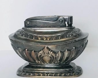 Accendino da tavolo vintage Ronson Georgian in argento placcato, pesante