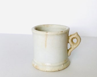 Antique Miniature 1.5" Stoneware Mug Doll Child Dollhouse Toy Tiny White Cup