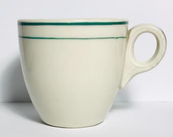 Vintage Demitasse Cup Mug Restaurant Ware Double Green Stripes Thick China USA.