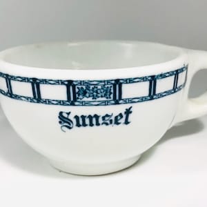 Sunset Restaurant Ware Diner Coffee Mug Cup Buffalo China Blue Vintage Antique USA