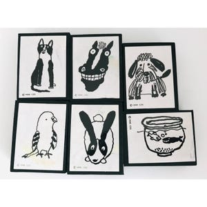 HMK Hallmark Silly Animal Crafting Stamps Foam Blocks Cartoon Drawings Set of 6 in Case Black and White