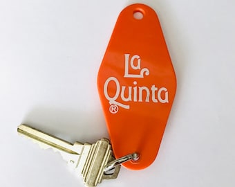 Vintage Original La Quinta Hotel Key & Fob #227 Orange Plastic Diamond No Location