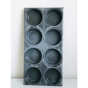 Antique Gray Mottled Graniteware Enamelware Muffin Baking Pan 8 Serving 14 x 7