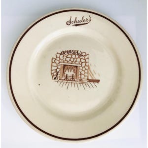 Vintage Schuler&#39;s Ye Olde Inn Restaurant Ware Plate Syracuse China Tan Brown USA Diner American