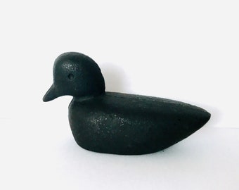 Small 3" Cast Iron Duck Wild Bird Sculpture Figurine Souvenir Tangier Island Wildlife Decorative Black