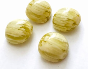 Set of 4 Art Deco Vintage Celluloid Marbled Dome Buttons Shank Yellow Round Set Lot