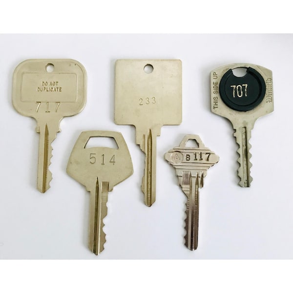Lot of 5 Vintage Silver Hotel Keys, USA Made