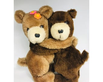1979 Vintage Dakin Nature Babies Hugging Bears Stuffed Animals Original
