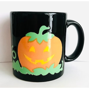 Tazza da caffè in ceramica vintage Waechtersbach con zucca di Halloween, Germania