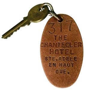 Vintage Chantecler Hotel Key & Fob, Sainte Adele Quebec