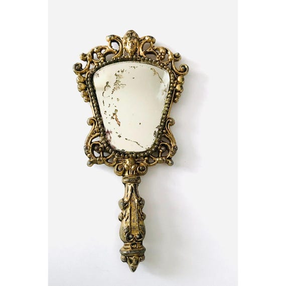 19th Century French Ormolu Fashion Doll Mirror 4.75"