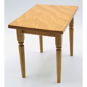 Vintage Artisan Dollhouse Miniature Wooden Table Signed Handmade Mini Furniture Blonde Wood Hand Crafted