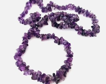 Collar de piedra de amatista morada de 23 pulgadas, joyería antigua