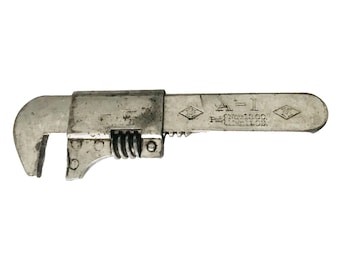 1902 Frank Mossberg A-1 Einstellbarer Fahrradschlüssel Antikes Fahrradwerkzeug USA 5 "Einstellbar Frühes Patent markiert Hergestellt in den USA