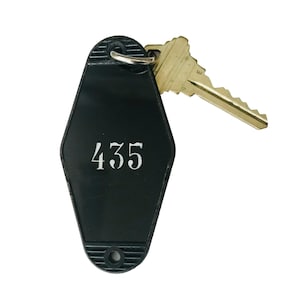 Vintage Hotel Room Key & Fob #435 Original USA Black Plastic Diamond Classic Shape Used Motel Inn Keys