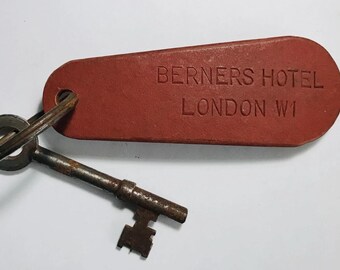 Vintage Berners Hotel London W1 West End Hotel Key & Fob Skeleton