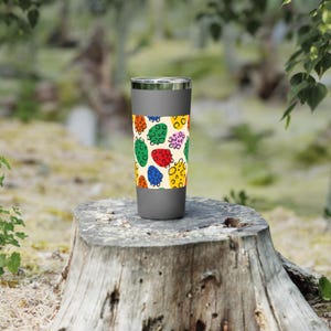 Patterned Insulated Stainless Steel Tumbler: 22oz Travel Mug with Lid
