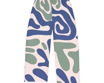 Abstract Pajama Pants: Men's Comfy Polyester Lounge Wear