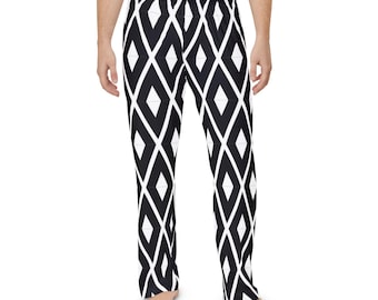 Diamond Print Men's Pajama Pants: Soft Polyester Lounge Wear