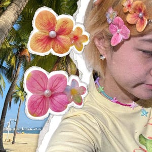 Pinza para el cabello con flor de orquídea / Accesorio para el cabello con flores playeras / Pinza para el cabello con flores para vacaciones de verano / Decoración para el cabello estilo isleño / Regalo con ambiente tropical