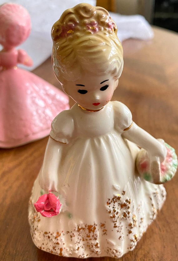 josef originals pink dress Vintage Josef Originals Girl Figurine Pink Dress September Japan Black Eyes READ