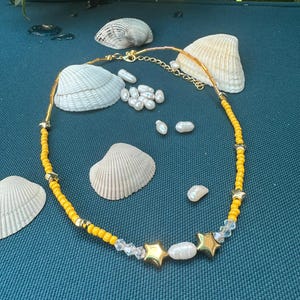 little piece of moonlight - handmade pearl, glass and beads necklace