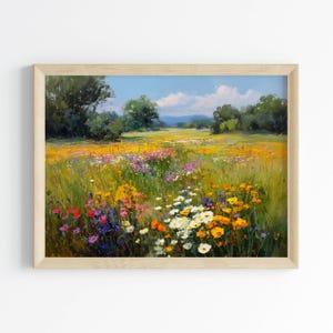 Meadow Print | Vibrant Wildflower Wall Art | Floral Oil Painting | Cottagecore Decor