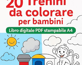20 Train Coloring Pages for Kids – A4 Printable PDF Book, Fun Coloring Pages