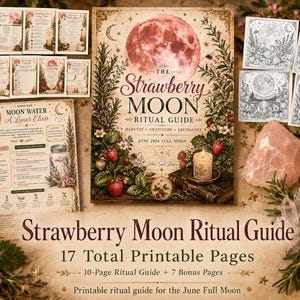 Erdbeere Mond Ritualanleitung, Arbeitsbuch, Mondwasser (Digitaler Download)