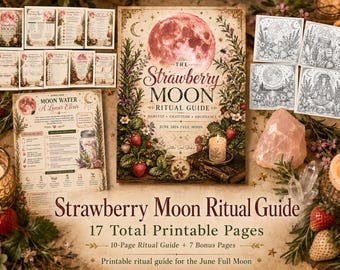 Erdbeere Mond Ritualanleitung, Arbeitsbuch, Mondwasser (Digitaler Download)