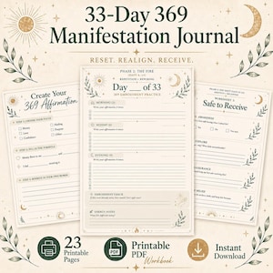 33-Day 369 Manifestation Journal, Identity Shift Planner (Digital Download)