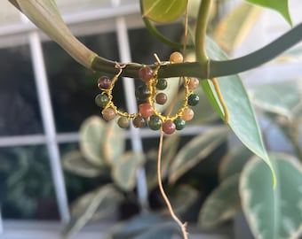 Multi-colored Indian Agate Hoops