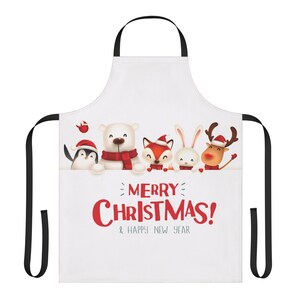 Tablier de Noël, cadeau de cuisine coloré pour les fêtes, accessoire de cuisine festif, design joyeux Noël, idéal pour les chefs et les boulangers, tablier unisexe