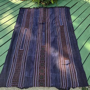 Hmong Artisan hand made blanket quilt! RARE hemp indigo dye.