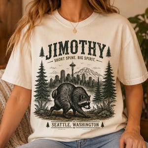 Camiseta Jimothy Raccoon Comfort Colors, camiseta estampada de estilo vintage, camiseta de criatura mítica, regalo viral del meme del panda, camiseta unisex