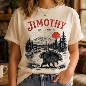 Camiseta Comfort Colors Jimmy Raccoon, camiseta viral de Seattle con mapache, ideal como regalo.