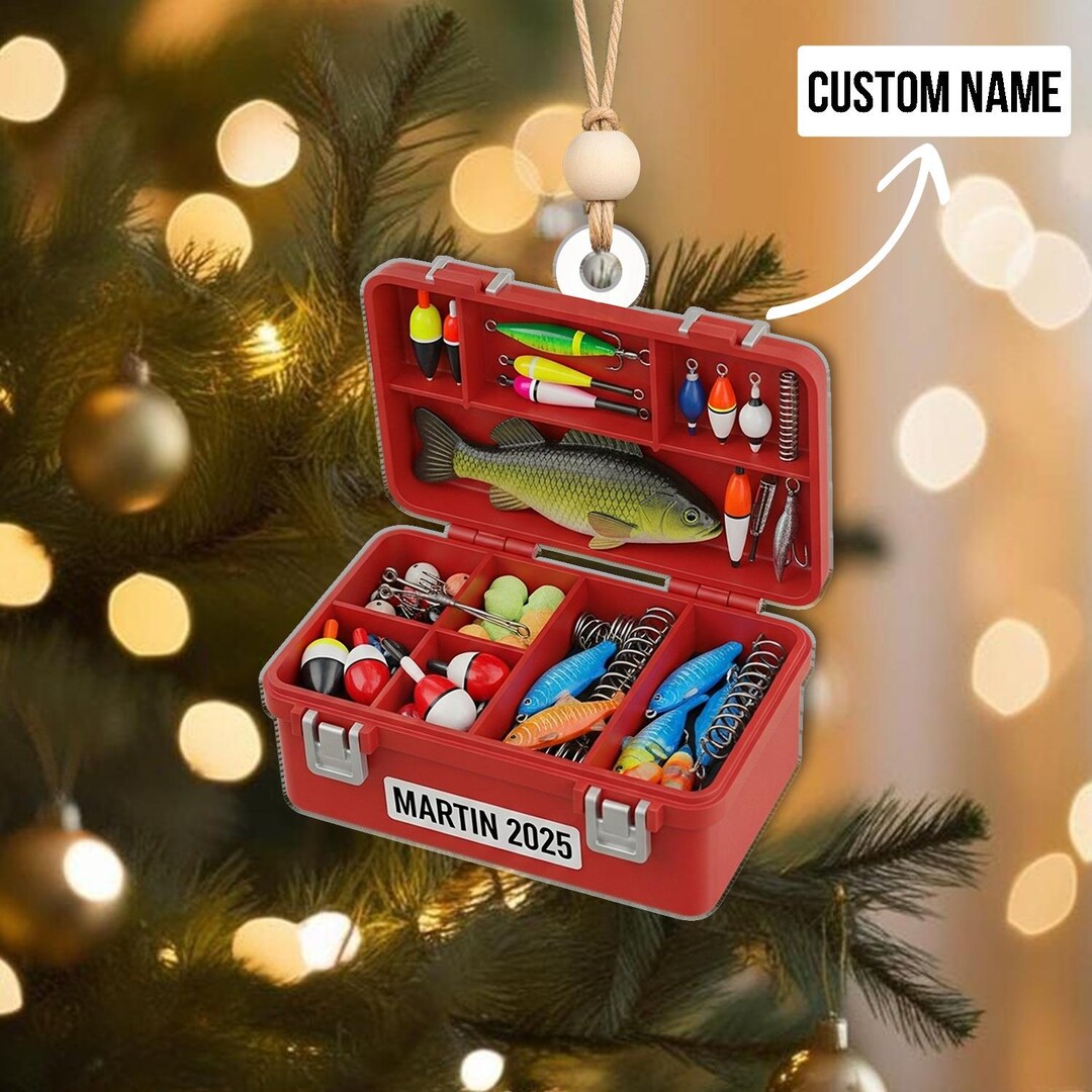 Personalized Fishing Tackle Box Ornament 2025, Custom Name Fisherman ...