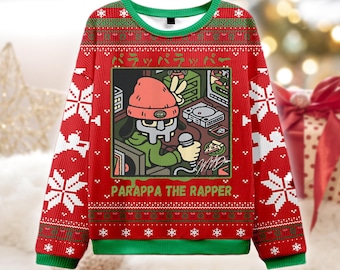 Parappa The Rapper Ugly Christmas Sweater, Funny Gamer Xmas Gift, Video Game Holiday Outfit, Hip Hop Sweatshirt, Secret Santa Gift