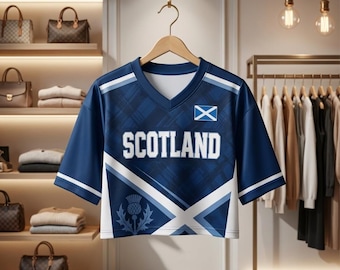 Custom Scotland Soccer Crop Top Jersey, Personalized Football Crop Tee, Scotland Fan Shirt, Custom Name Number Gift for Women