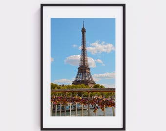 Paris Eiffel Tower Print | Lovers Bridge Pont des Arts Digital Download