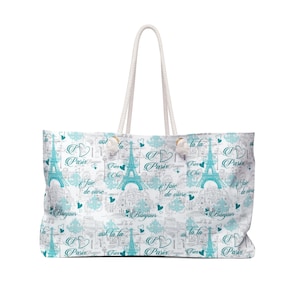 Parisian Dream Weekender Tasche, Stilvolle Reise Tote, Strandtasche, Urlaubs Carryall, Geschenk für Reisende, Schicke Einkaufstasche