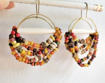 Autumn Leaf Collection: Fall Beaded Beaut with curated seed beads and African bone and brass beads a Season in Silhouette